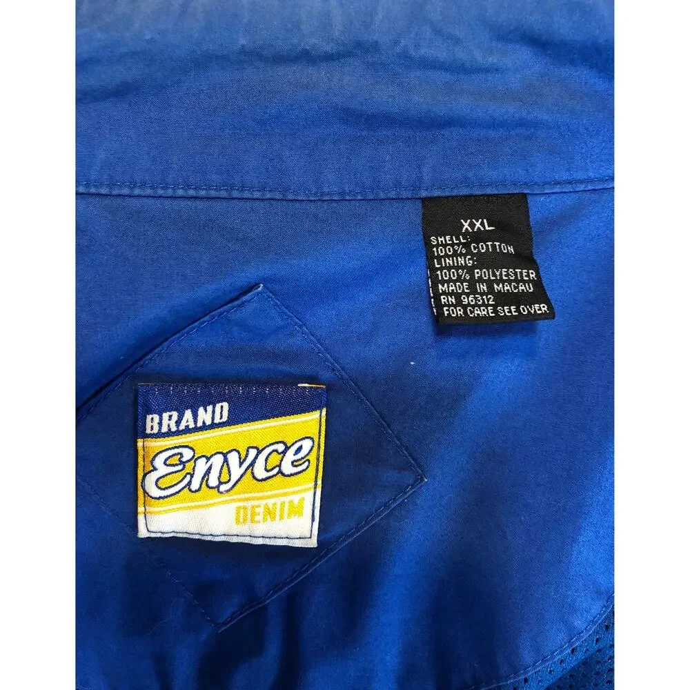 Y2K Enyce Racing Jacket Blue Yellow Logo Zip-Up XXL 2000s Streetwear